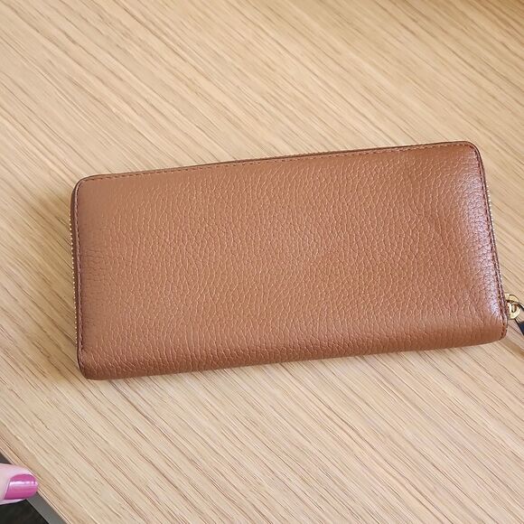 Michael Kors Brown Pebbled Leather Accordion Ziparound Wallet - Picture 2 of 10